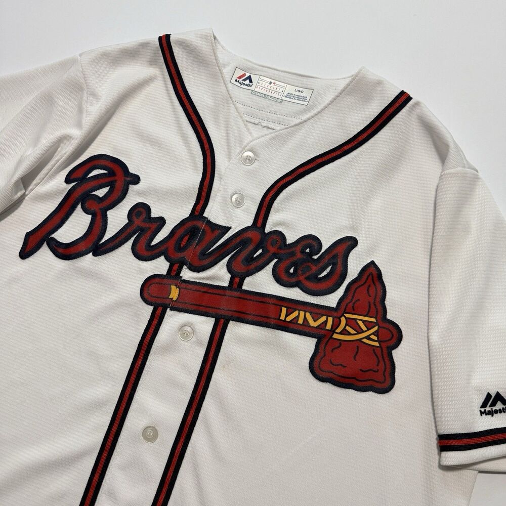 Atlanta Braves Jersey Men’s Large Majestic Cool Base Blank Back Sewn